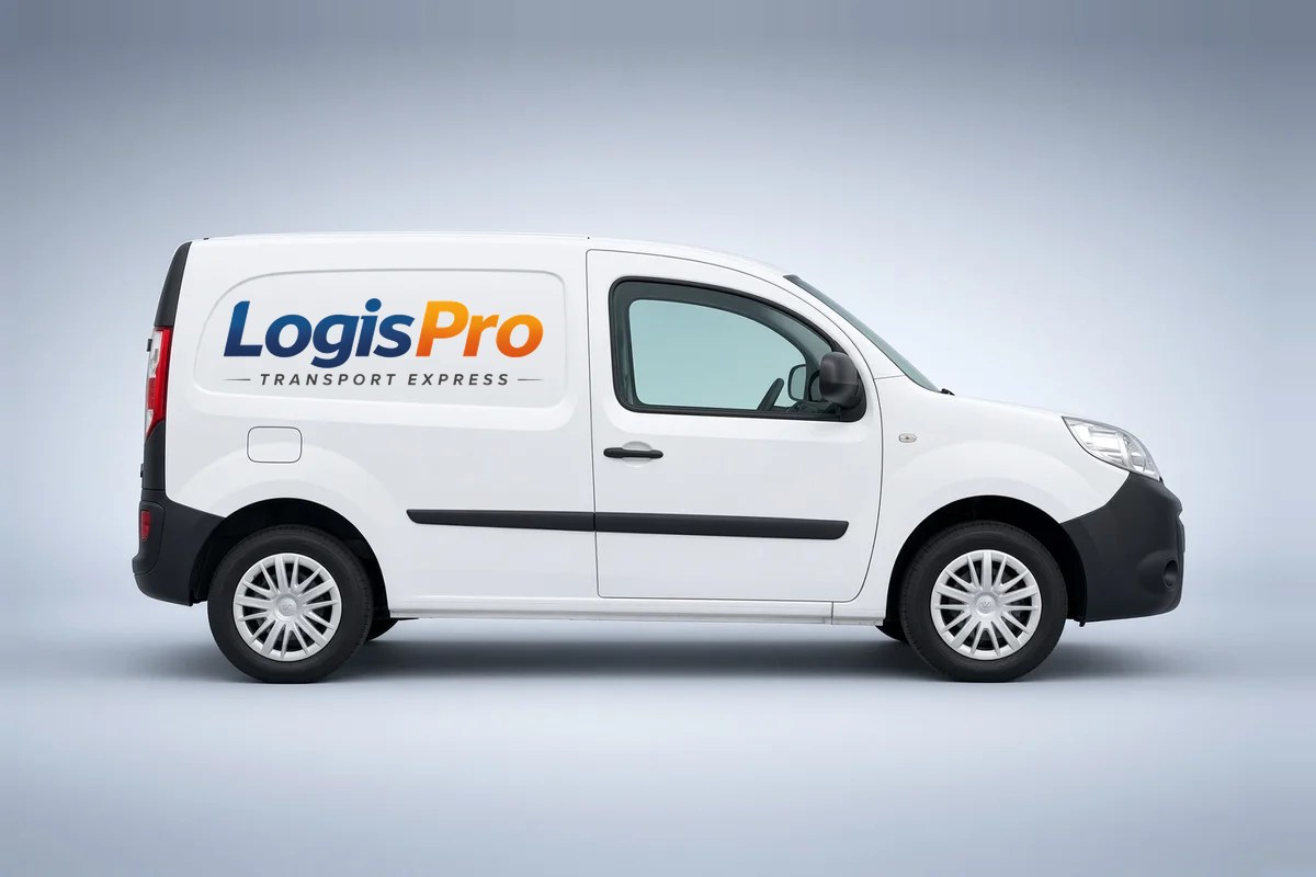 Petit fourgon LogisPro avec le logo sur la carrosserie